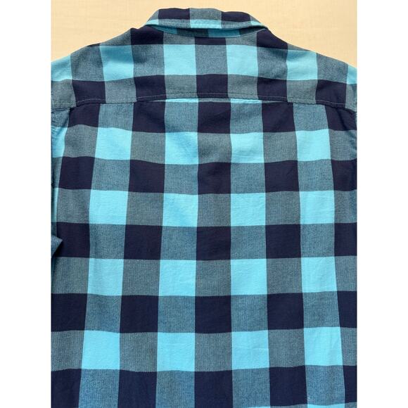 TIMBERLAND Cotton Flannel Button Up Shirt Men's Size XL Regular Aqua Navy Check - Picture 6 of 14